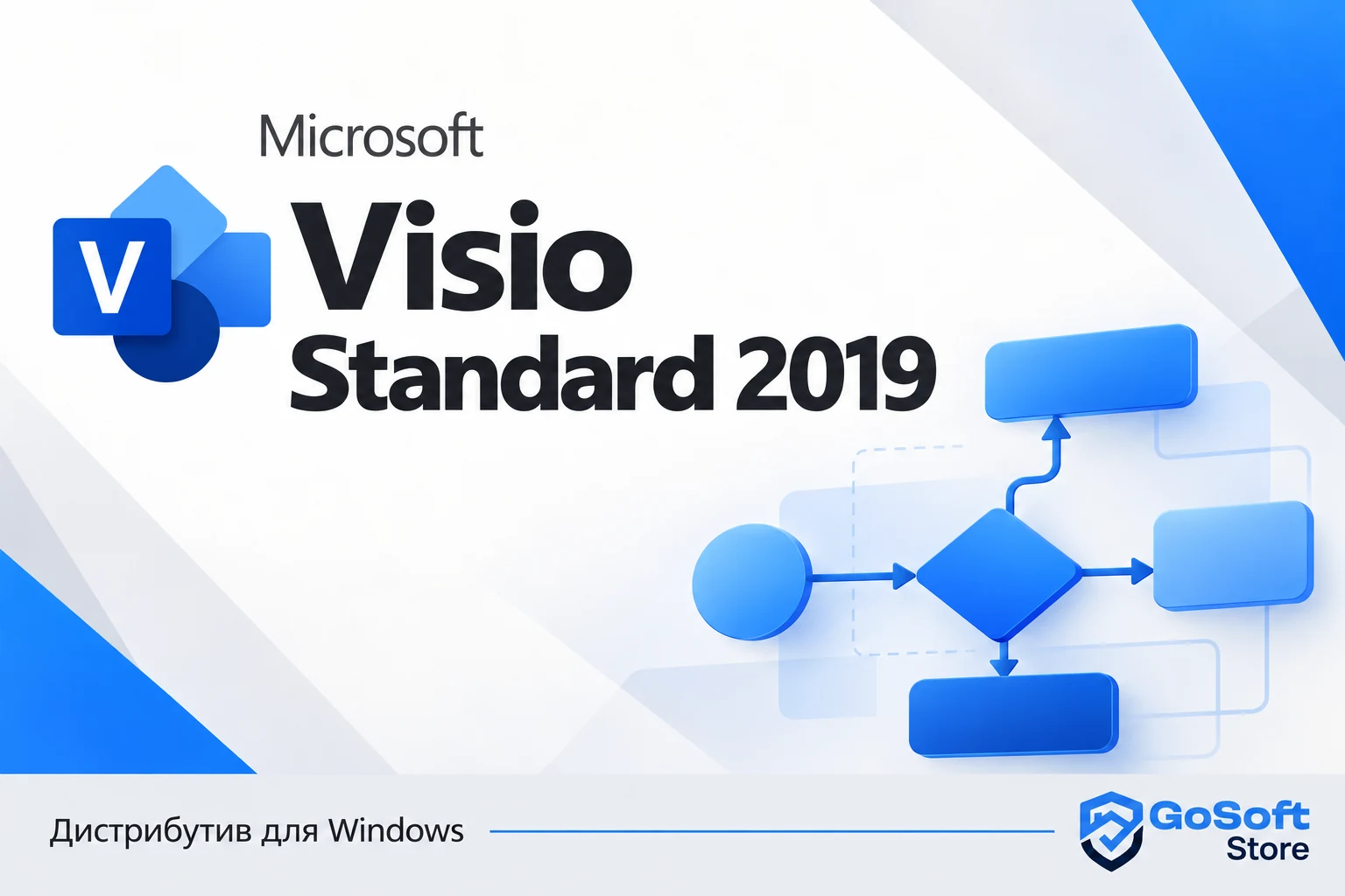 Visio Standard 2019 — обложка с логотипом GoSoft Store