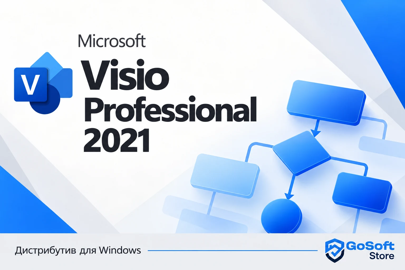 Visio Professional 2021 — обложка с логотипом GoSoft Store